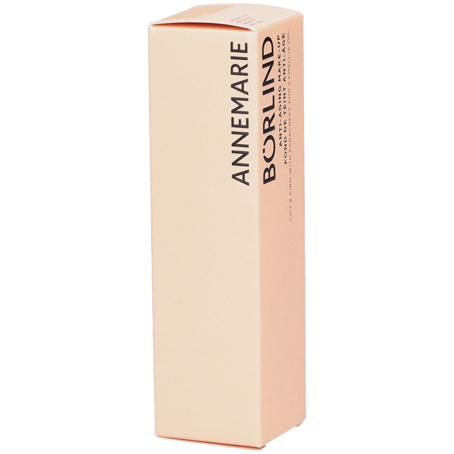 Verpackung von BÖRLIND Anti-Aging Make-up. Aufschrift: Annemarie Börlind. Text in Deutsch und Englisch. Farbton: honey.