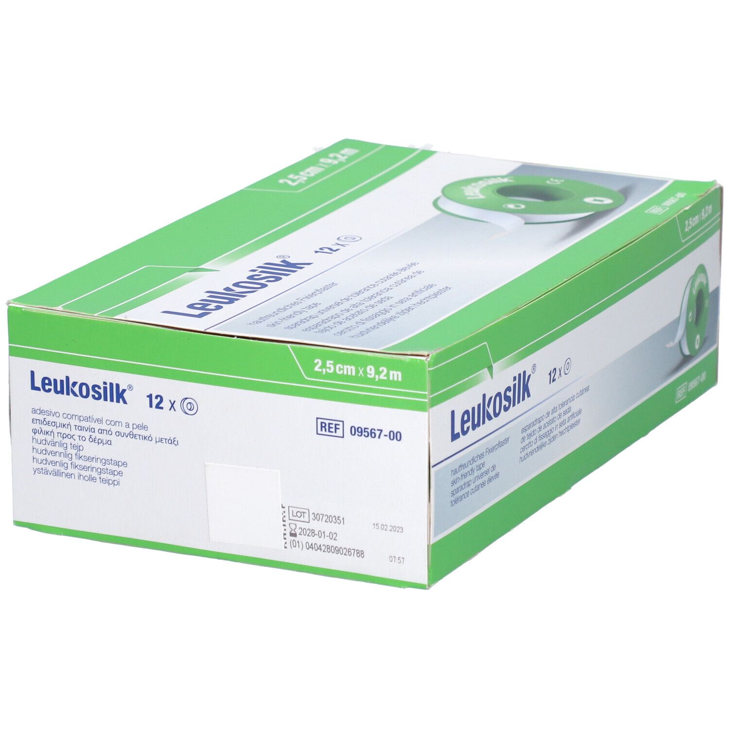 Leukosilk 2,5 cmx9,2 m 12 St Pflaster