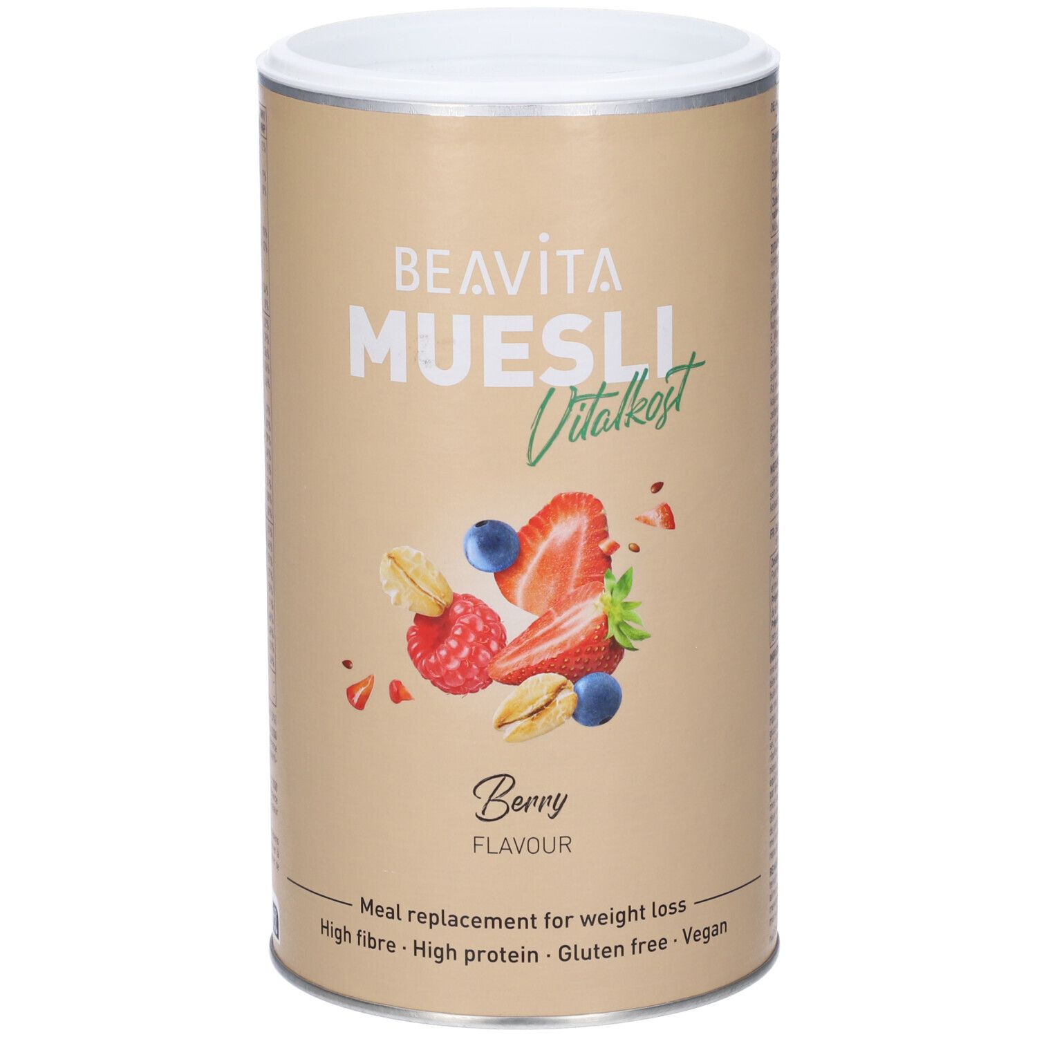 BEAVITA Vitalkost Diät-Müsli, Beere Geschmack. Mahlzeitenersatz für Gewichtsverlust. High Fibre, High Protein, Glutenfrei, Vegan.