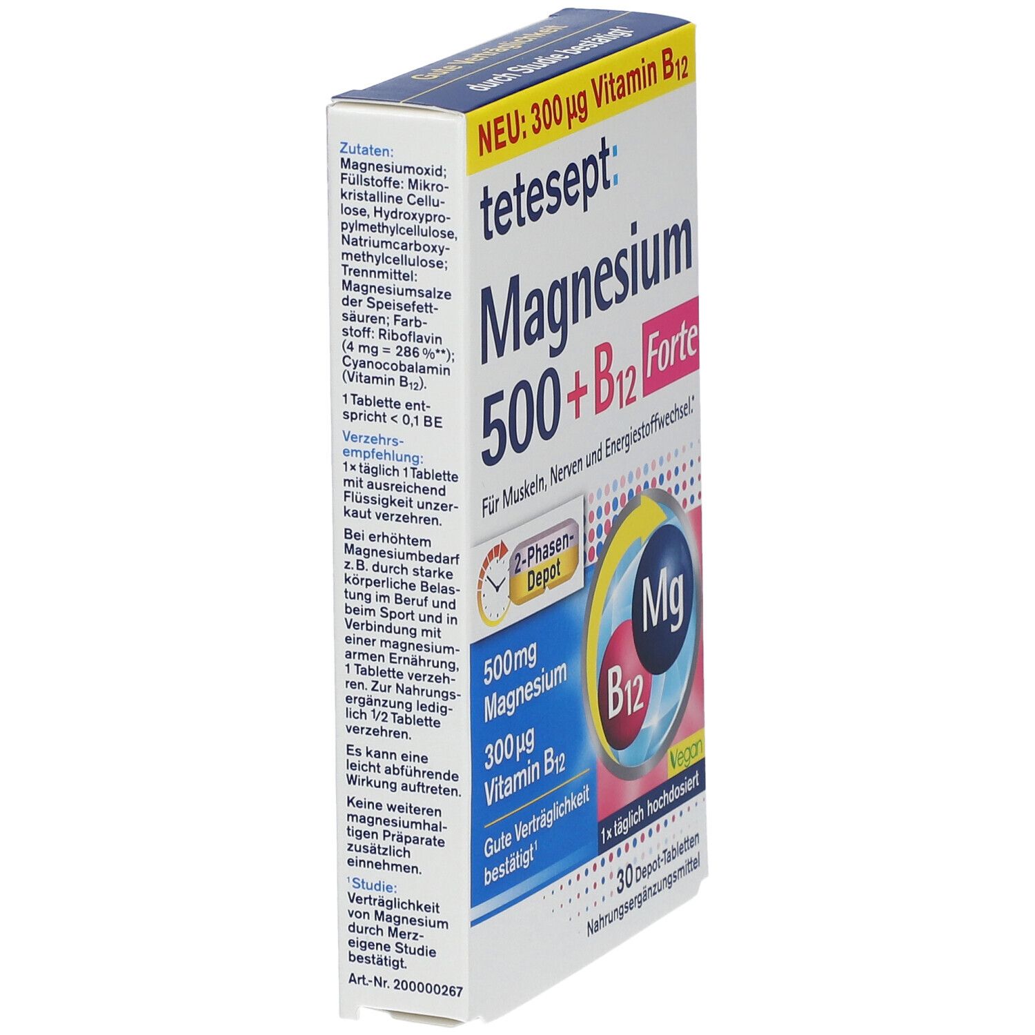 Tetesept Magnesium 500+B12 300 µg Tabletten 30 St