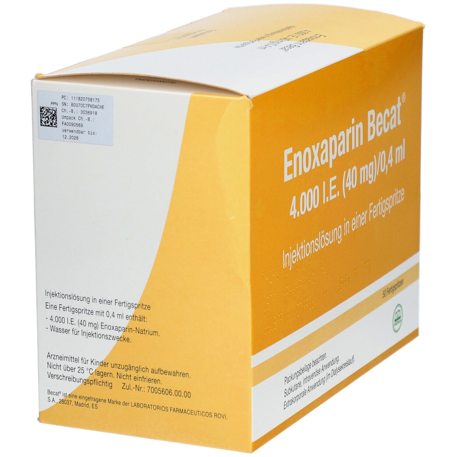 ENOXAPARIN Becat 4.000 I.E. 40mg/0,4ml Inj.-Lsg.FS