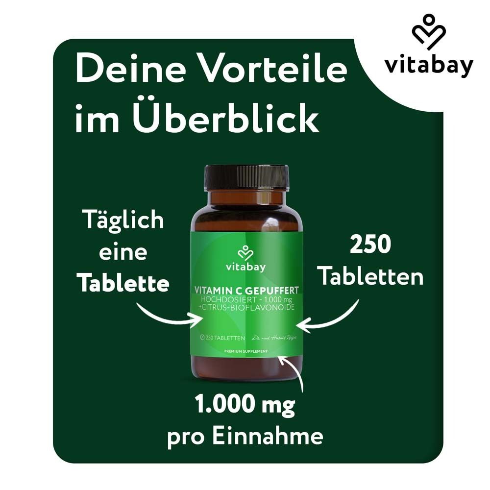 Vitabay Vitamin C gepuffert, 1000 mg pro Tablette, 250 Tabletten.