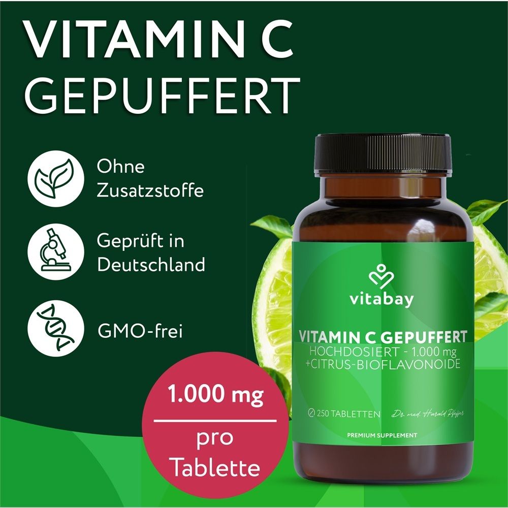 Vitabay Vitamin C gepuffert, 1.000 mg pro Tablette, 250 Tabletten.