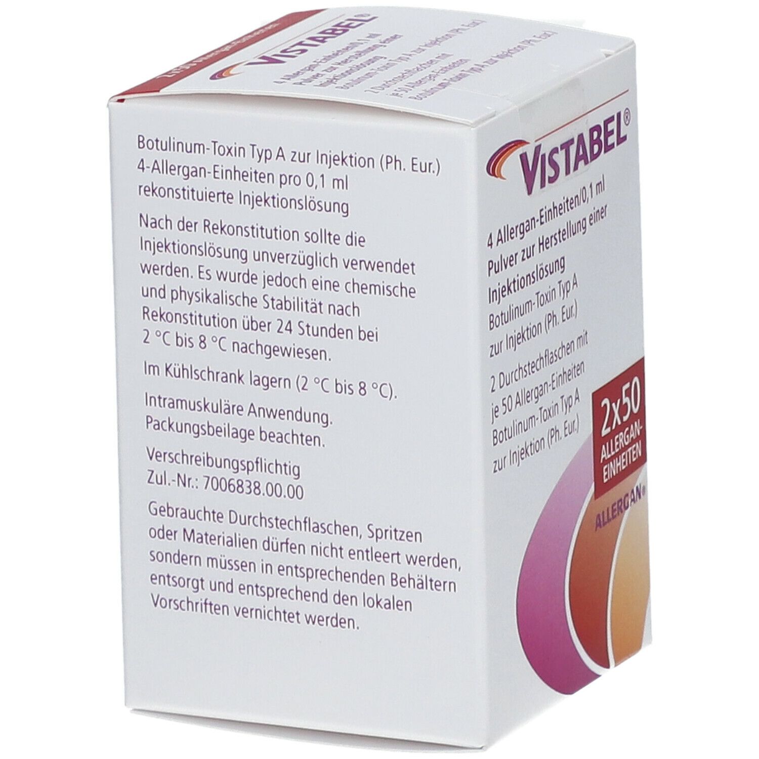 Vistabel 4 Allergan-E./0,1ml 2x50E. P.z.H.e.Inj.-L 1 St Pulver zur Herstellung einer Injektionslösung