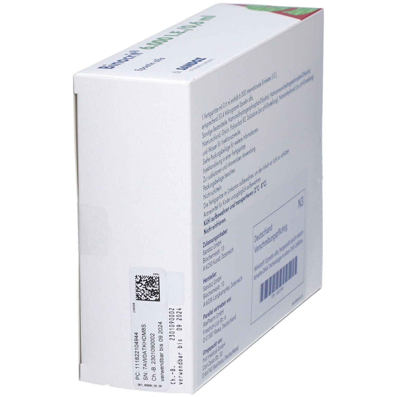 BINOCRIT 6.000 I.E./0,6 ml Inj.-Lsg.i.e.Fertigspr.