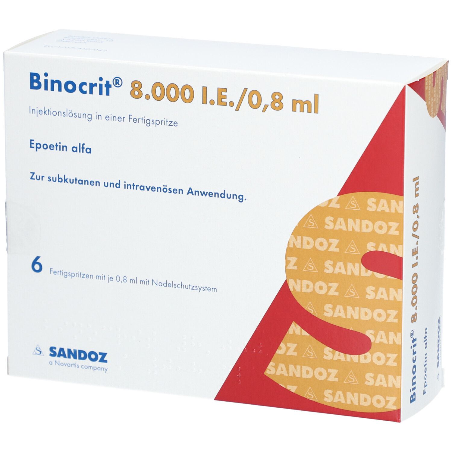 Binocrit 8.000 I.E./0,8 ml Fertigspritzen. 6 Stück.