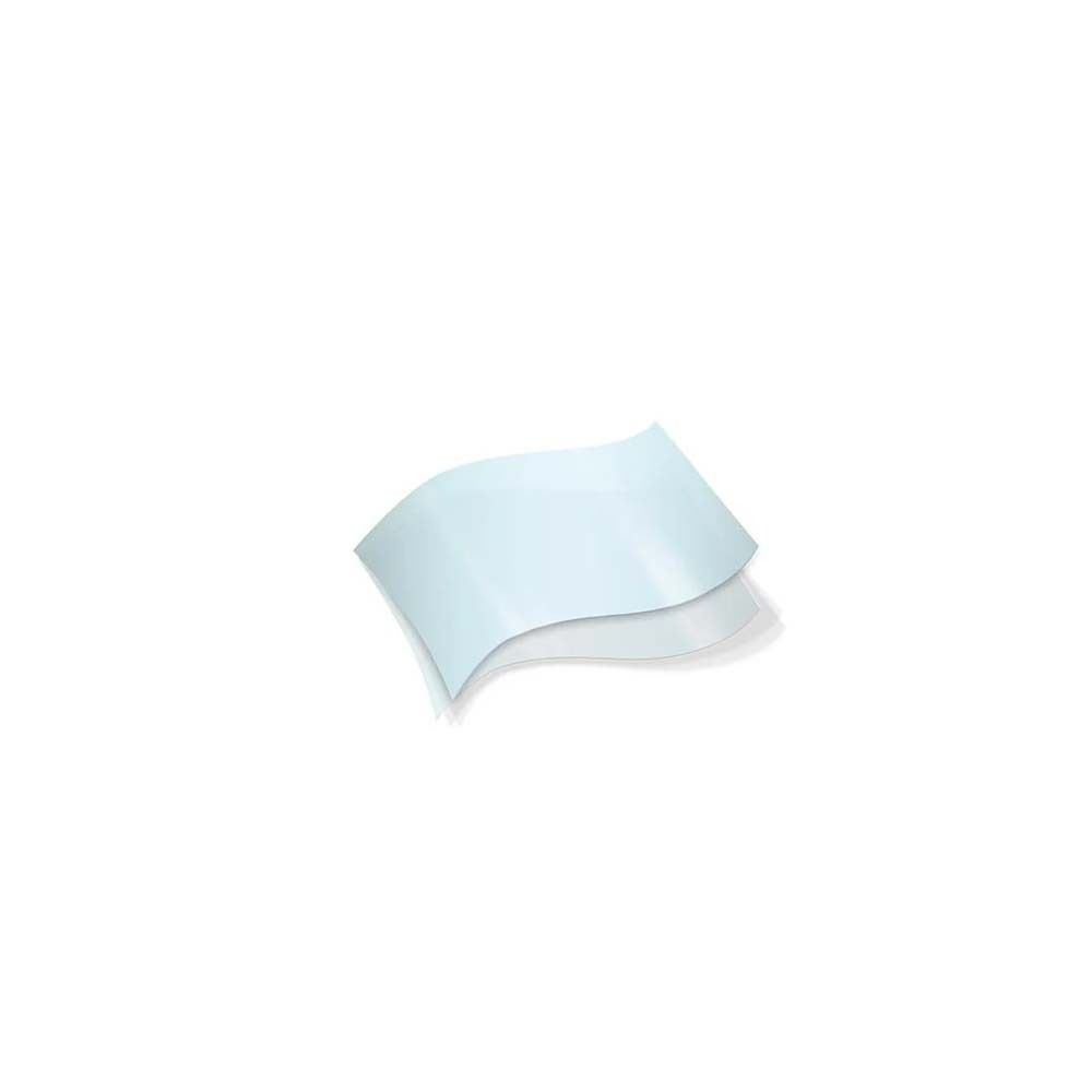 Hellblaue, gewellte Melatonin+ Strip. Liegt auf weißem Hintergrund. Leicht transparent.
