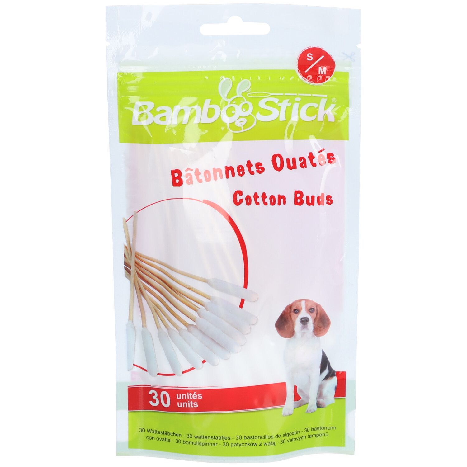 Bamboostick S/M Watte-Ohrreiniger f.Hunde/Katzen 30 St Stäbchen