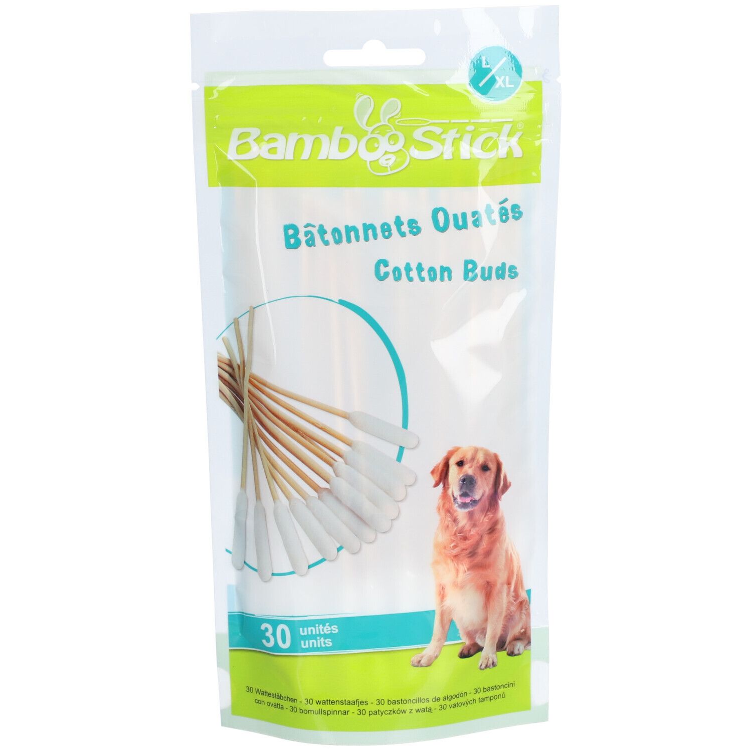 Bamboostick L/Xl Watte-Ohrreiniger f.Hunde 30 St Stäbchen