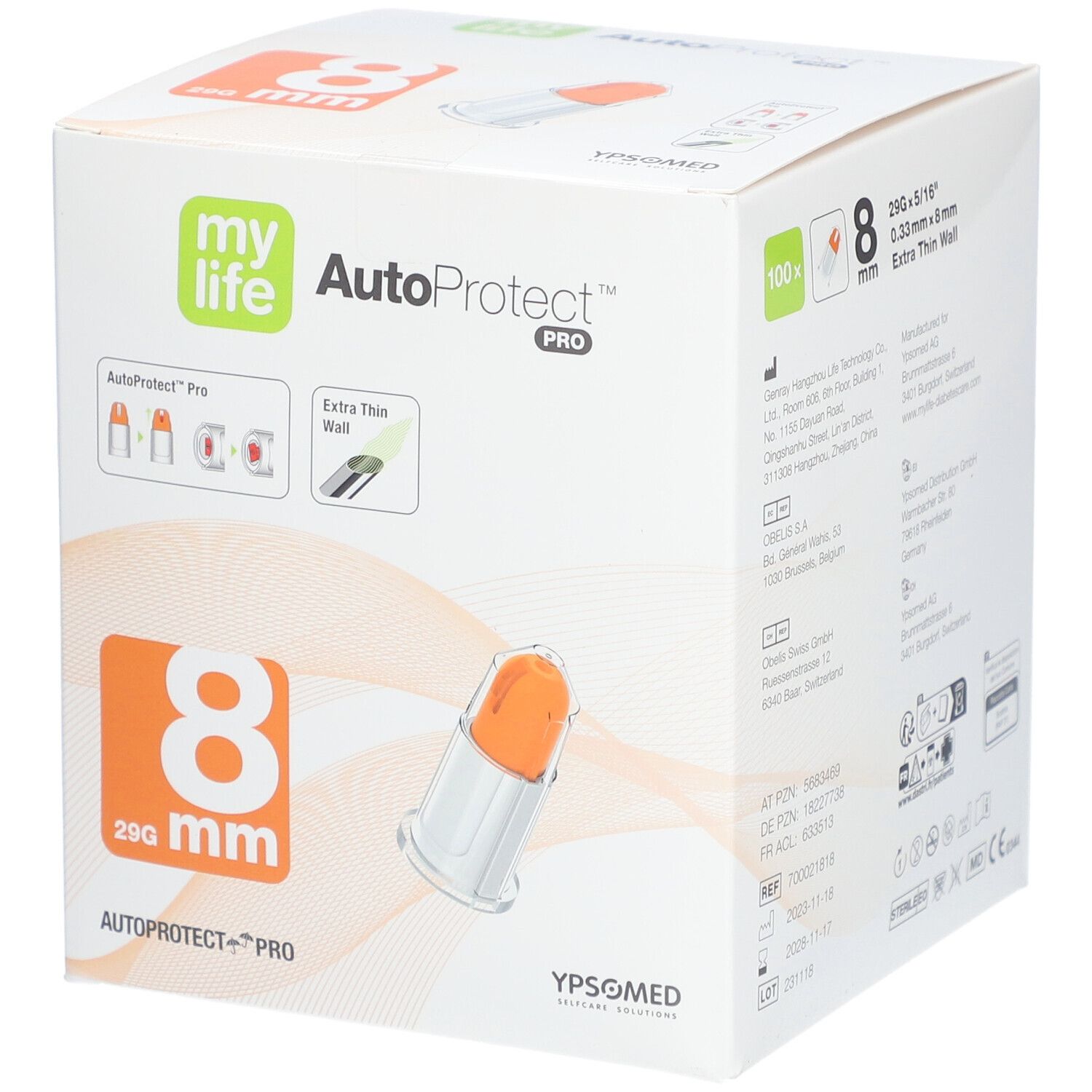 mylife AutoProtect PRO Sich.-Pen-Nadeln 8 mm 29 G