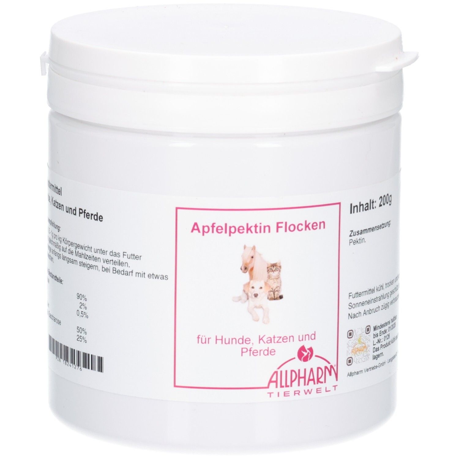 Apfelpektin Flocken f.Hunde/Katzen/Pferde 200 g Pulver