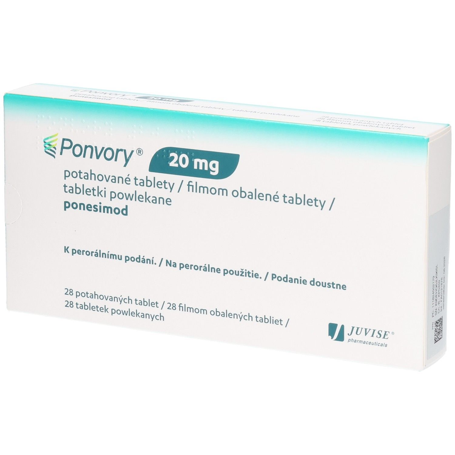 PONVORY 20 mg Filmtabletten, 28 Stück. Zur oralen Einnahme.