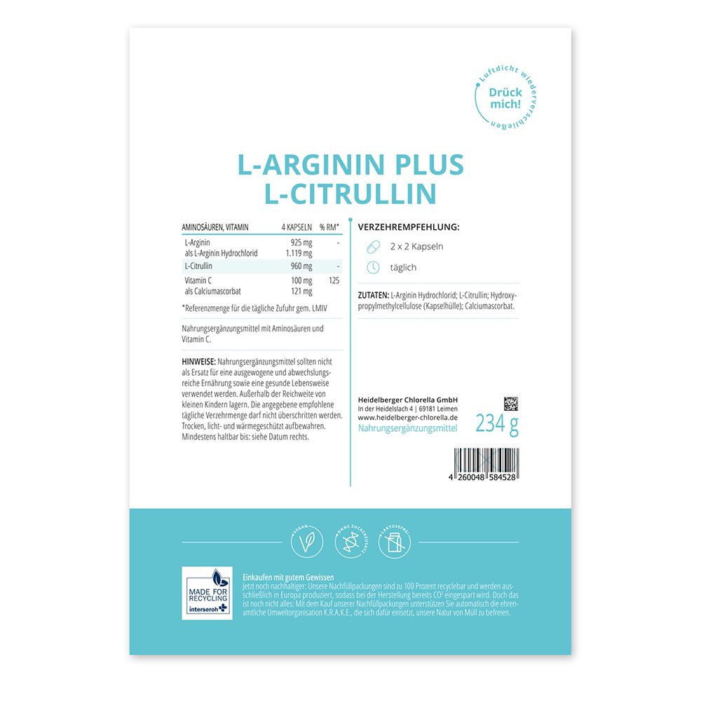 L-Arginin Plus L-Citrullin Kapseln 234 g