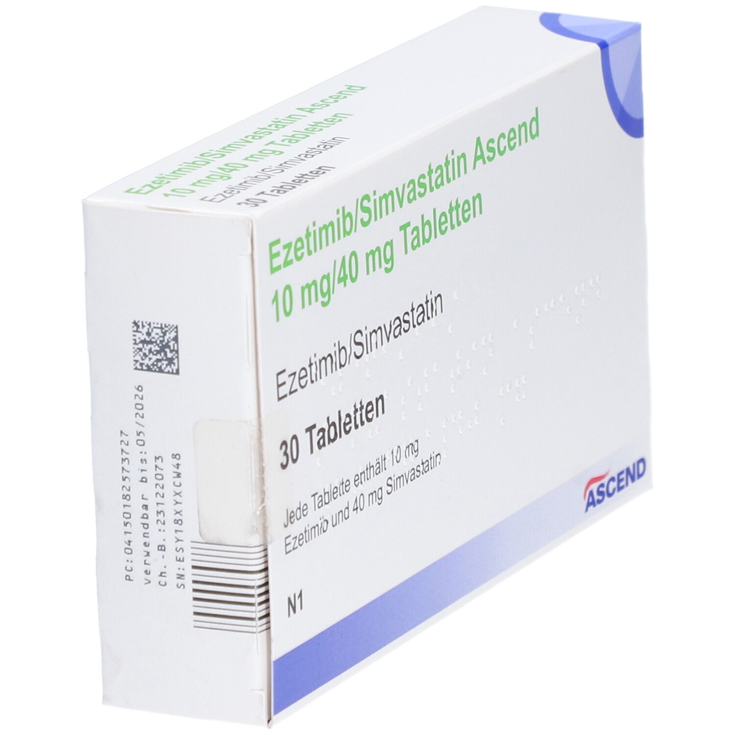 EZETIMIB/Simvastatin Ascend 10 mg/80 mg Tabletten 30 St