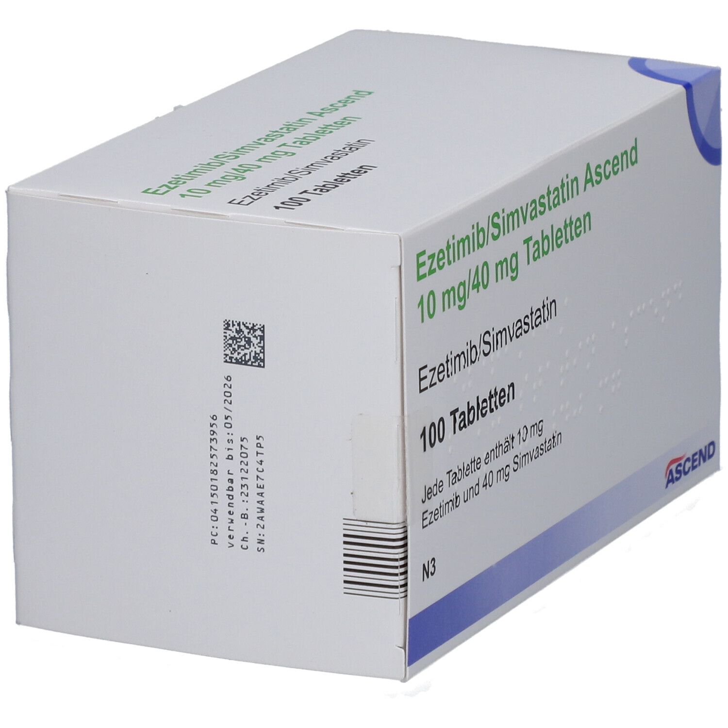 EZETIMIB/Simvastatin Ascend 10 mg/40 mg Tabletten 100 St