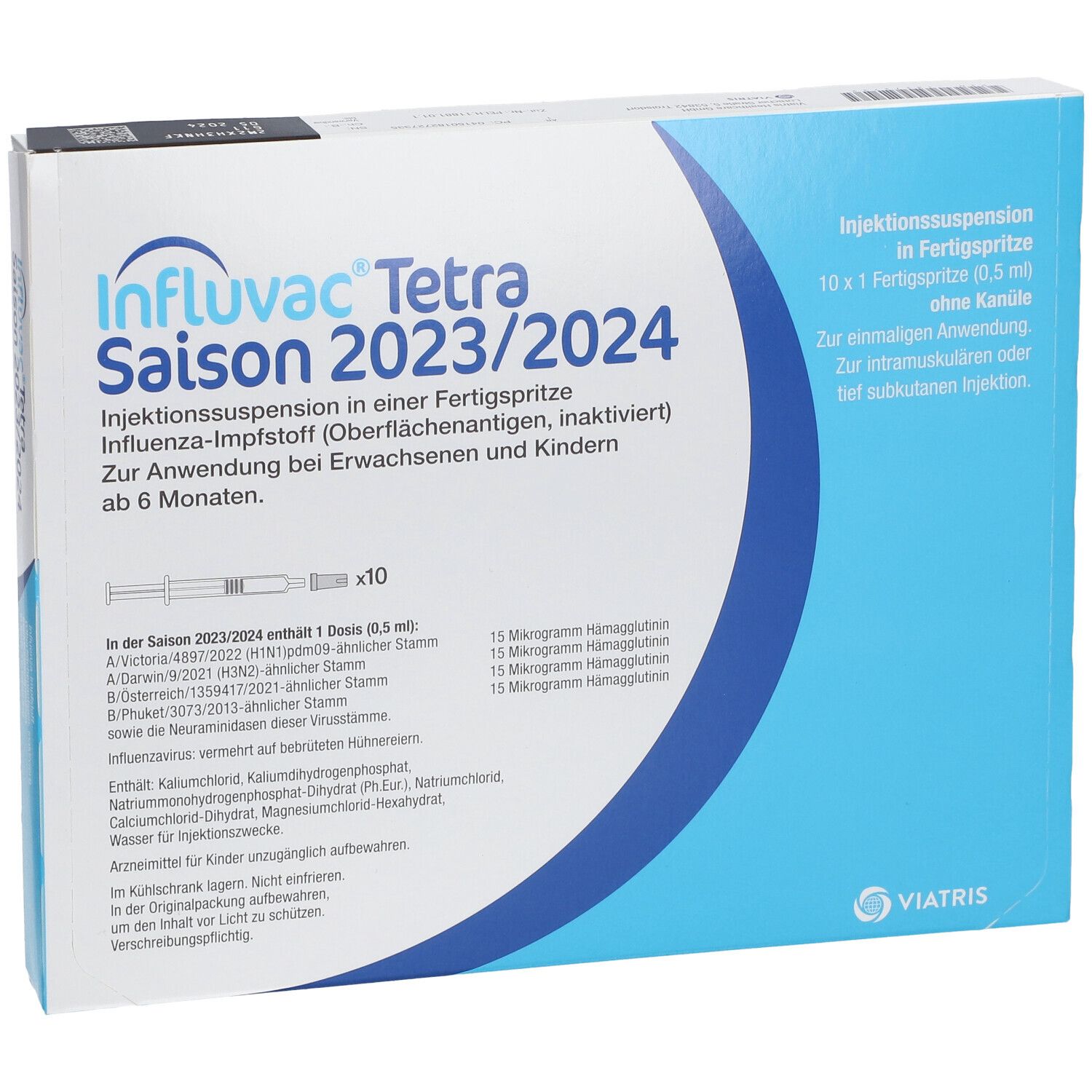 INFLUVAC Tetra 2023/2024 Inj.Susp.F.Sp.ohne Kan. 10x0,5 ml mit dem E