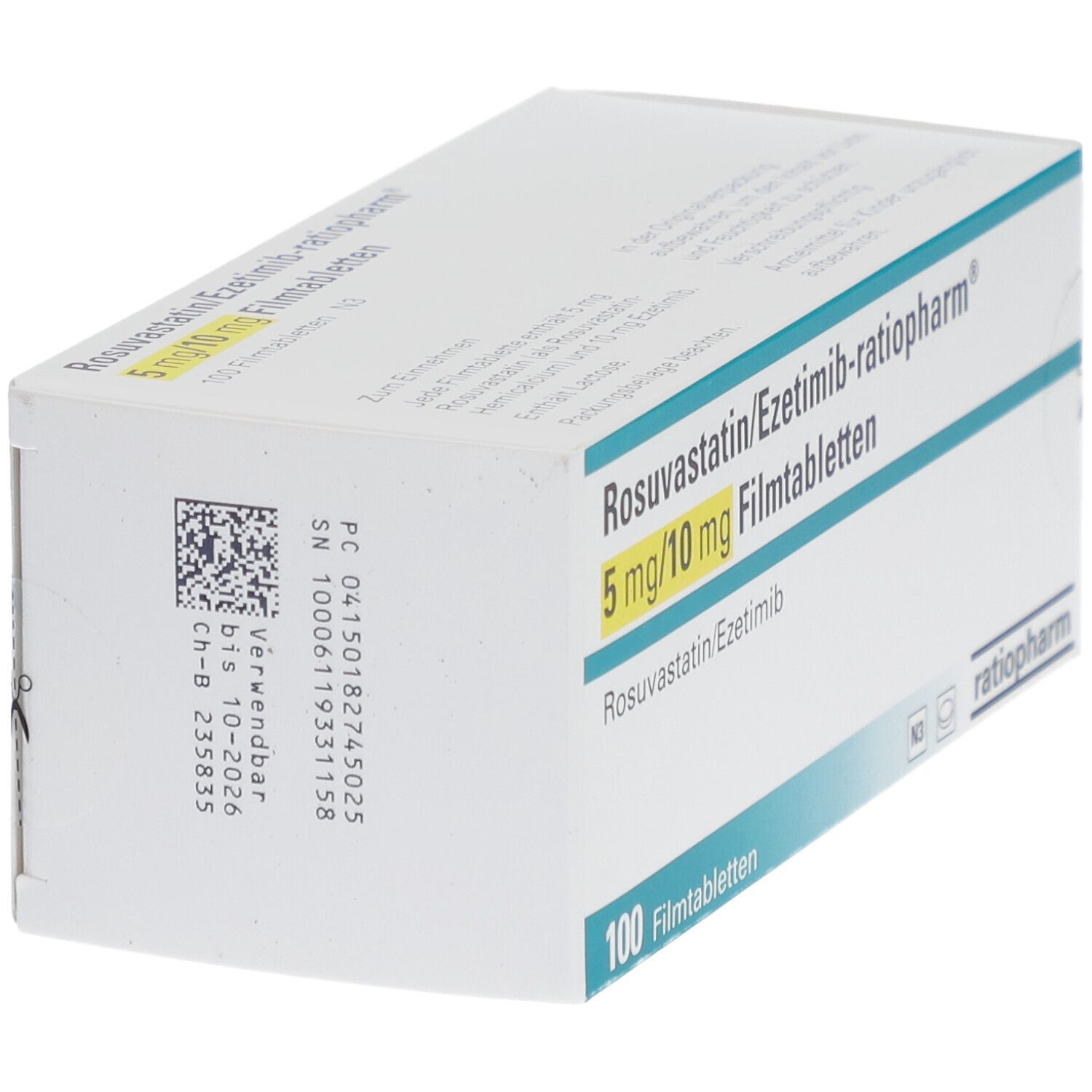 ROSUVASTATIN/Ezetimib-ratiopharm 5 mg/10 mg FTA 100 St Filmtabletten