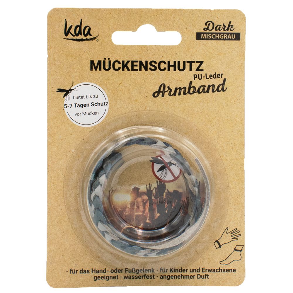 Mückenschutz Armband PU-Leder mischgrau KDA 1 St