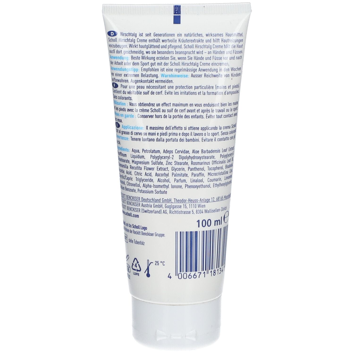 Scholl Hirschtalg Creme 100 ml