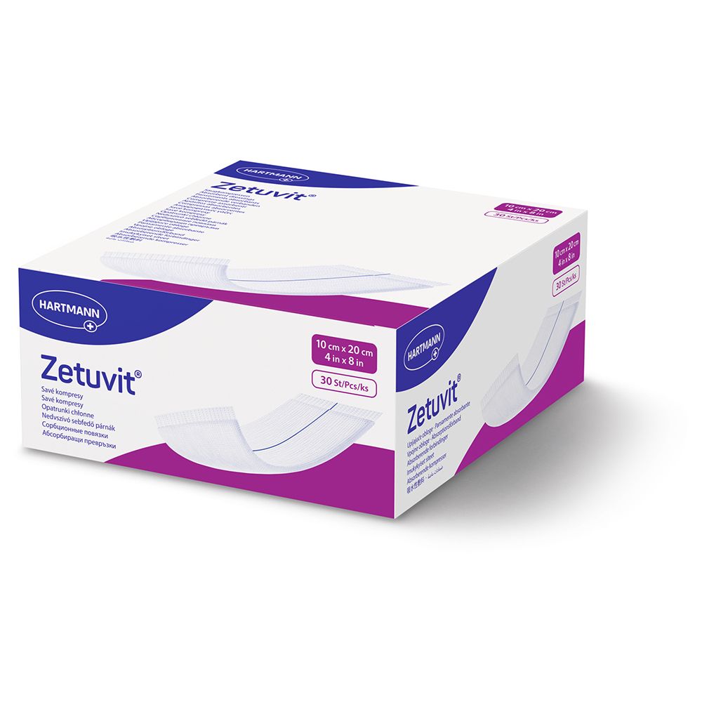 Zetuvit® Saugkompresse, steril, 10 x 20 cm, 30 Stück.