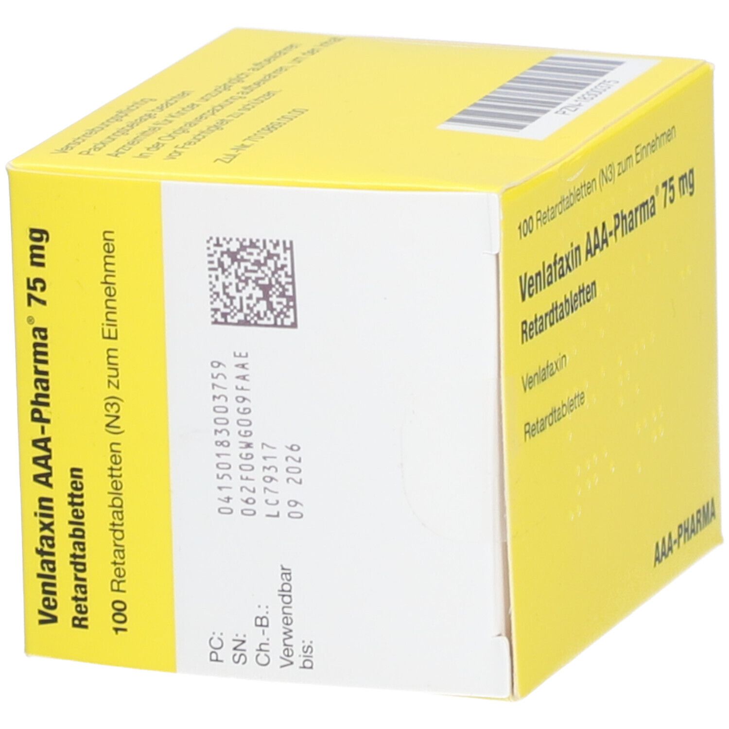 Venlafaxin AAA-Pharma 75 mg Retardtabletten 100 St Retard-Tabletten