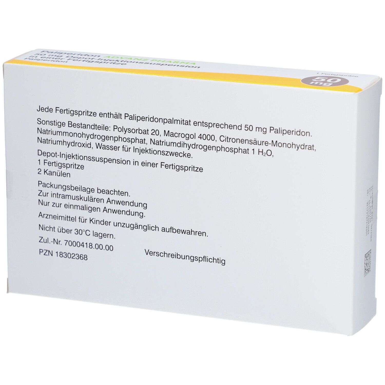 Paliperidon Advanz Pharma 50mg Depot-Inj.-Susp.FS 1 St Depot-Injektionssuspension