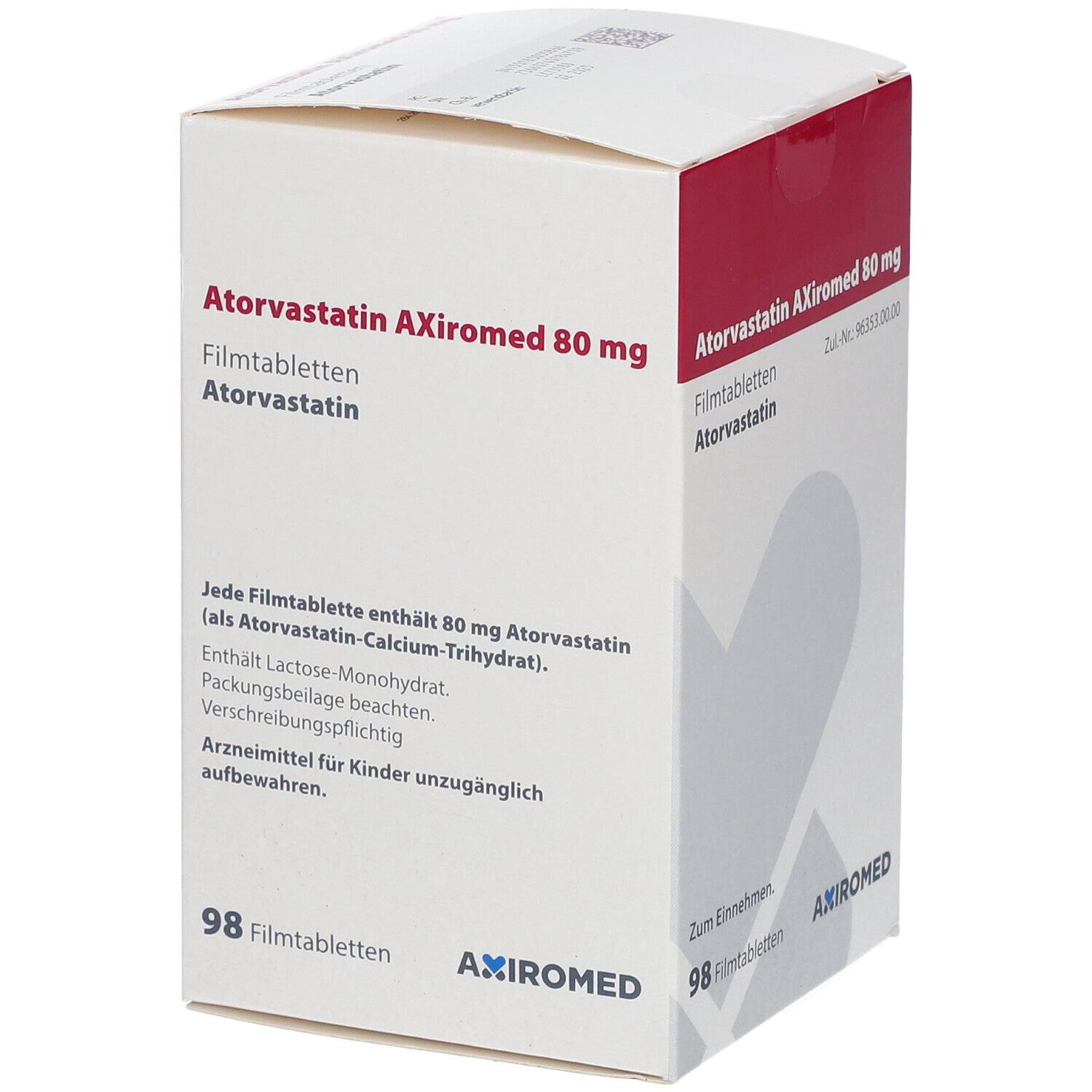 Atorvastatin AXiromed 80 mg Filmtabletten Dose 98 St