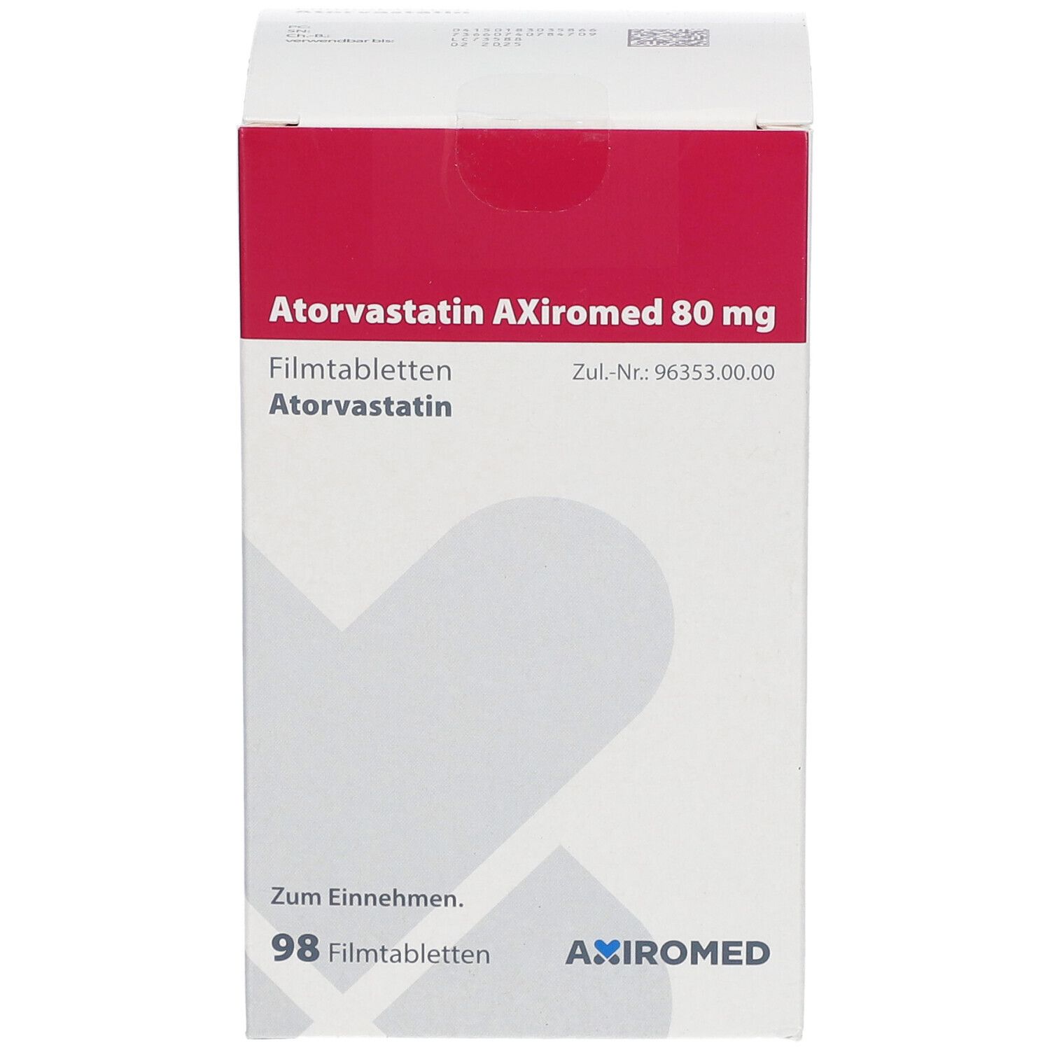 ATORVASTATIN AXiromed 80 mg Filmtabletten Dose