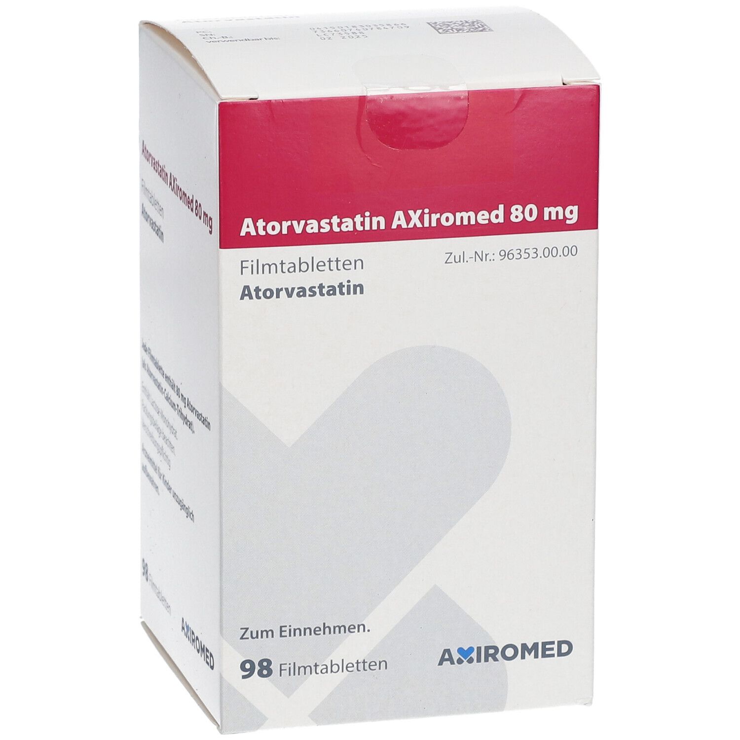 ATORVASTATIN AXiromed 80 mg Filmtabletten Dose 98 St mit dem E-Rezept ...