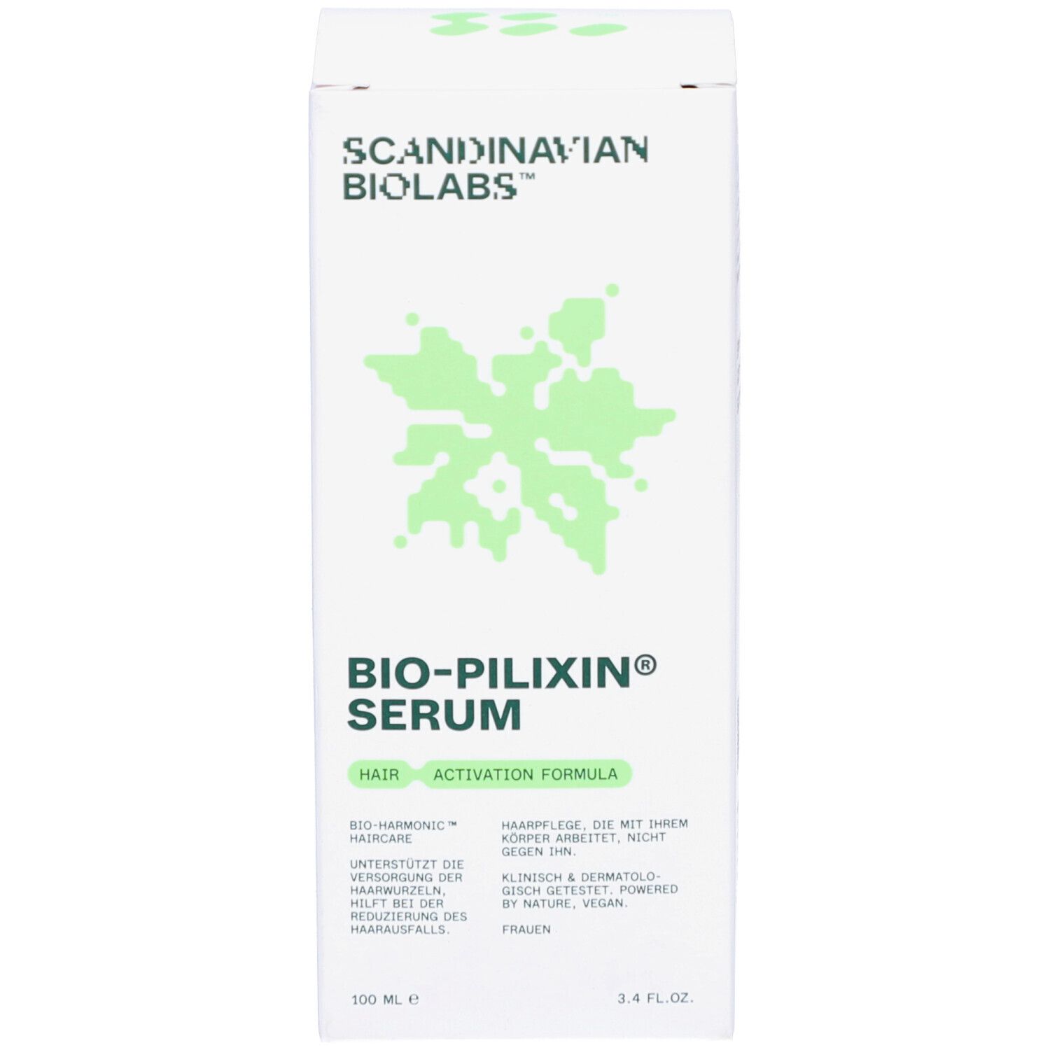 Braune Flasche mit weißem Deckel und Etikett. Auf dem Etikett steht Bio-Pilixin Serum.