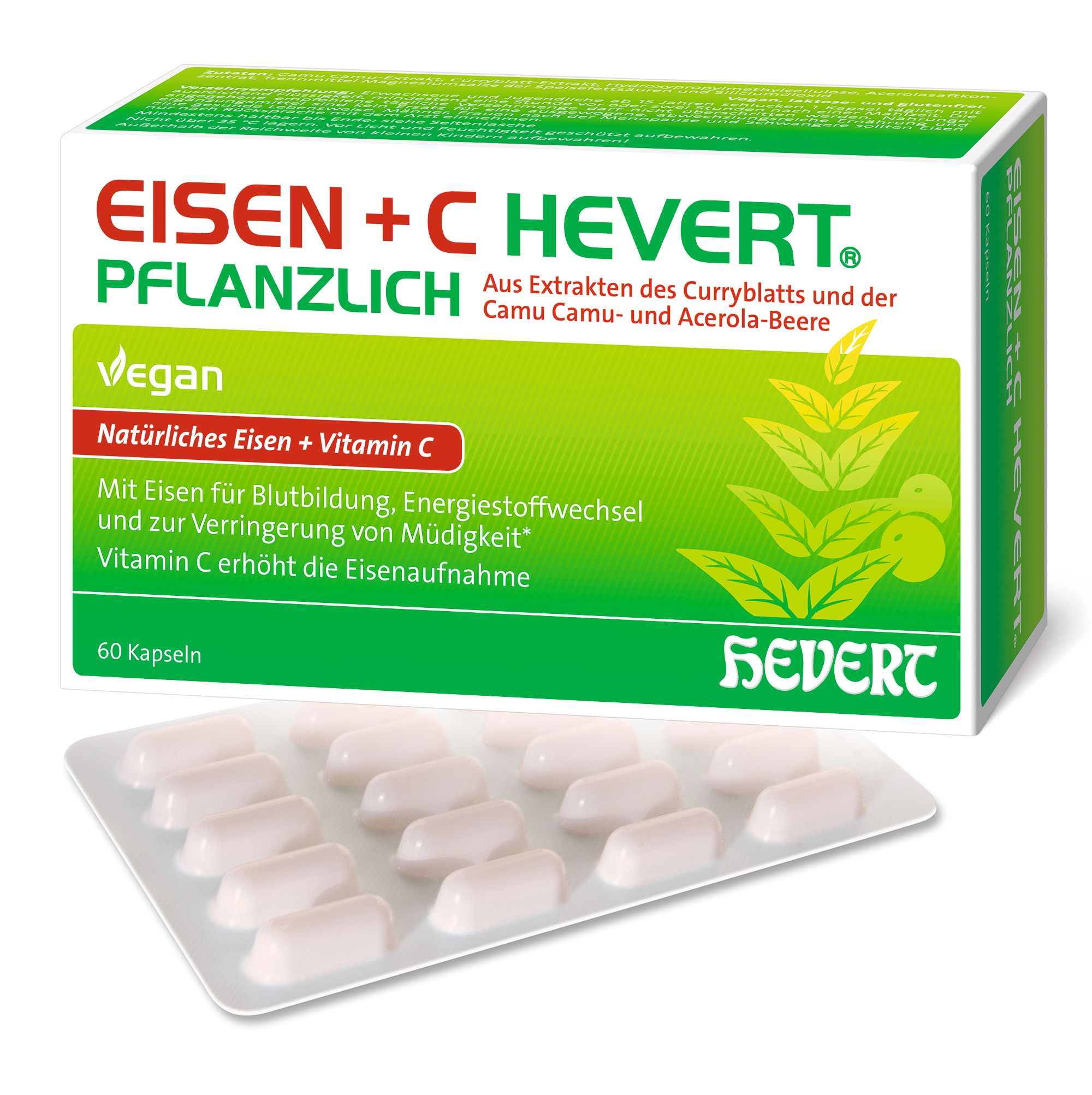 Eisen+C Hevert pflanzlich Kapseln 60 St