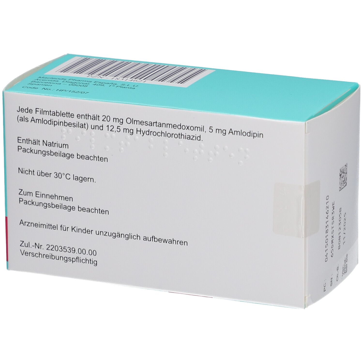 OLMESARTAN/Amlodipin/HCT Macleods 20/5/12,5mg FTA