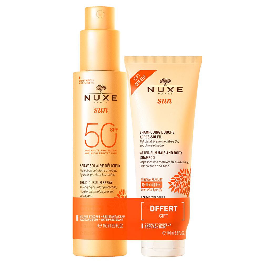 Nuxe SUN Sonnenspray Gesicht und Körper LSF 50 + After Sun Duschshampoo