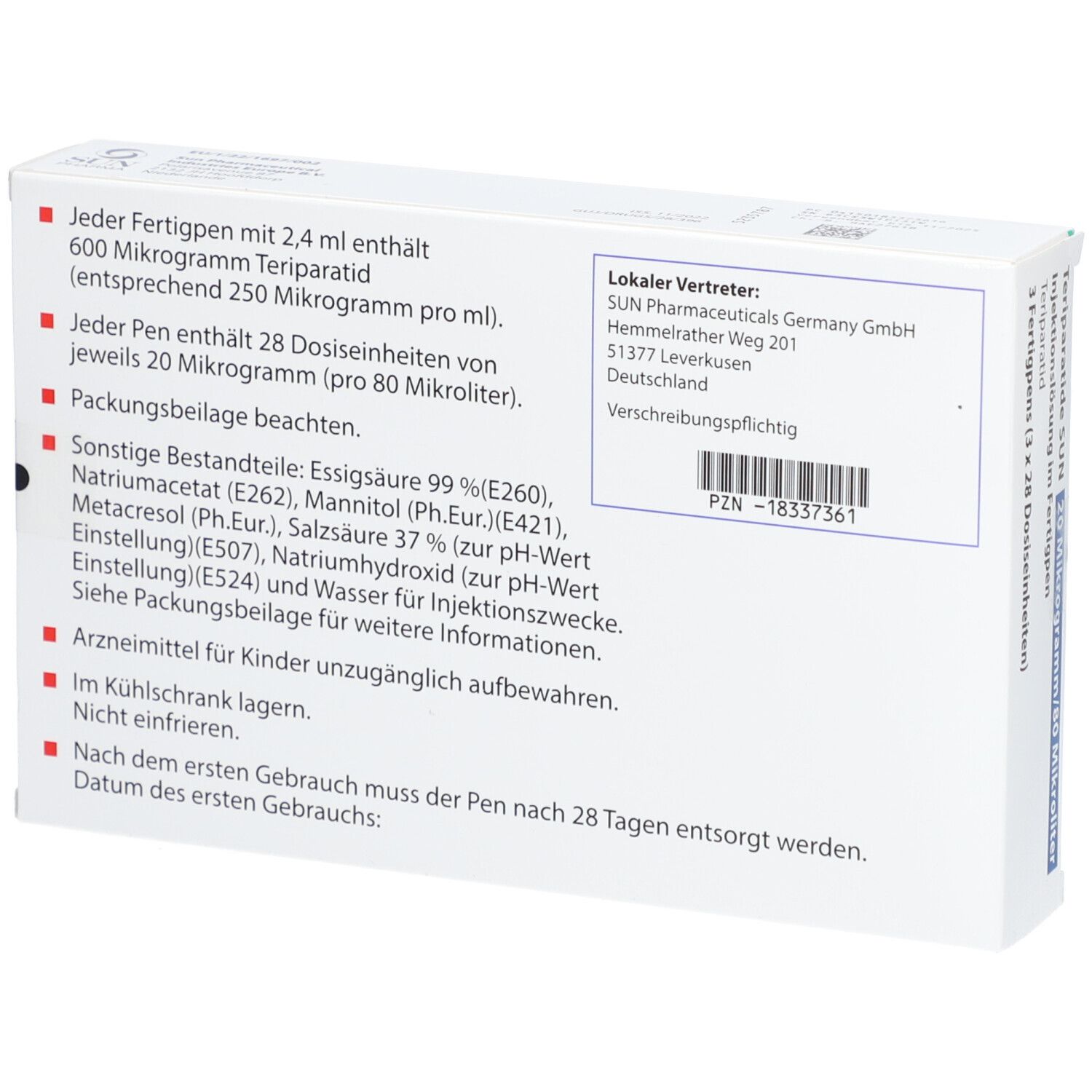TERIPARATIDE SUN 20 µg/80 µl Inj.-Lsg.Fertigpen
