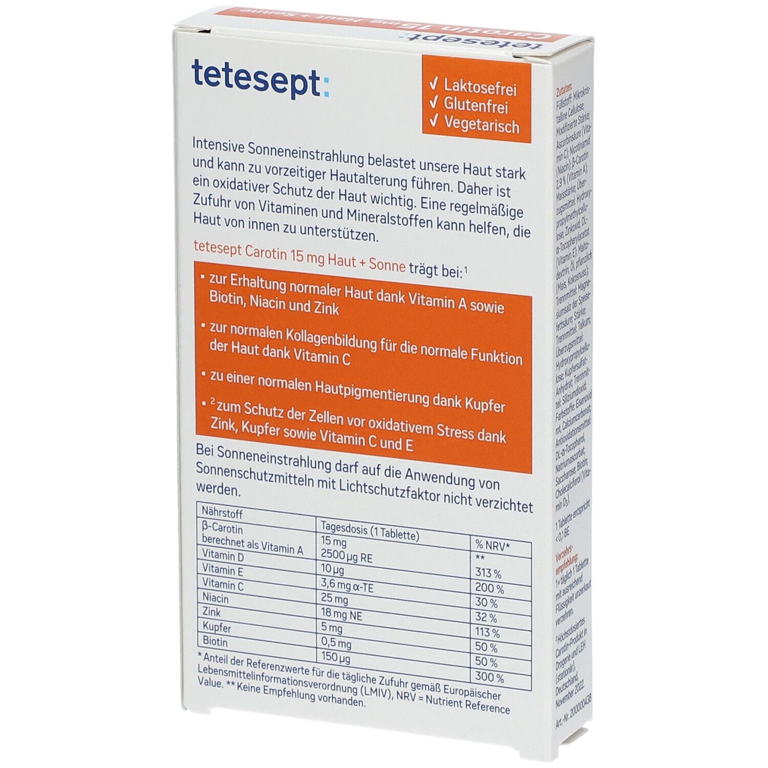 tetesept® Carotin 15mg + Haut & Sonne