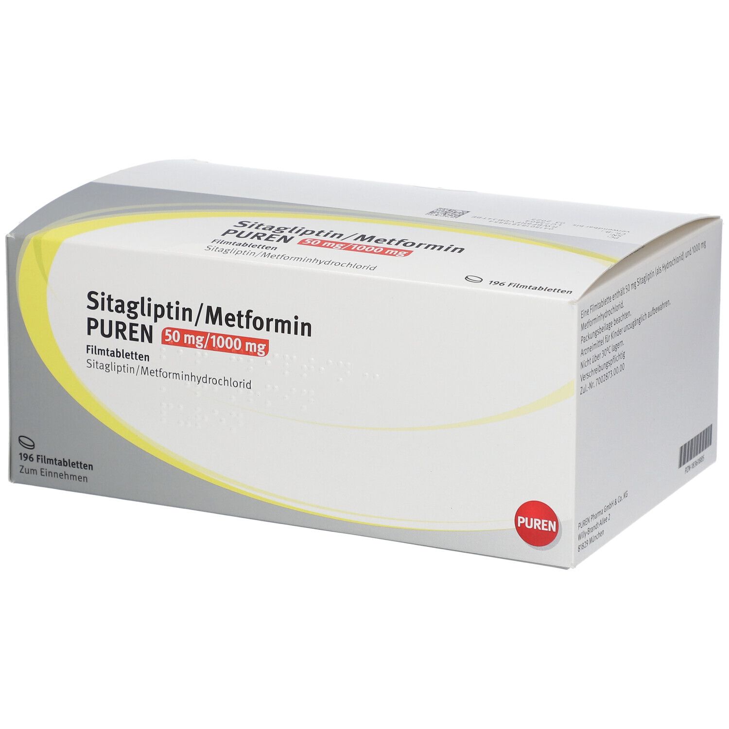 SITAGLIPTIN/Metformin PUREN 50 Mg/1000 Mg Filmtab. 196 St Mit Dem E ...