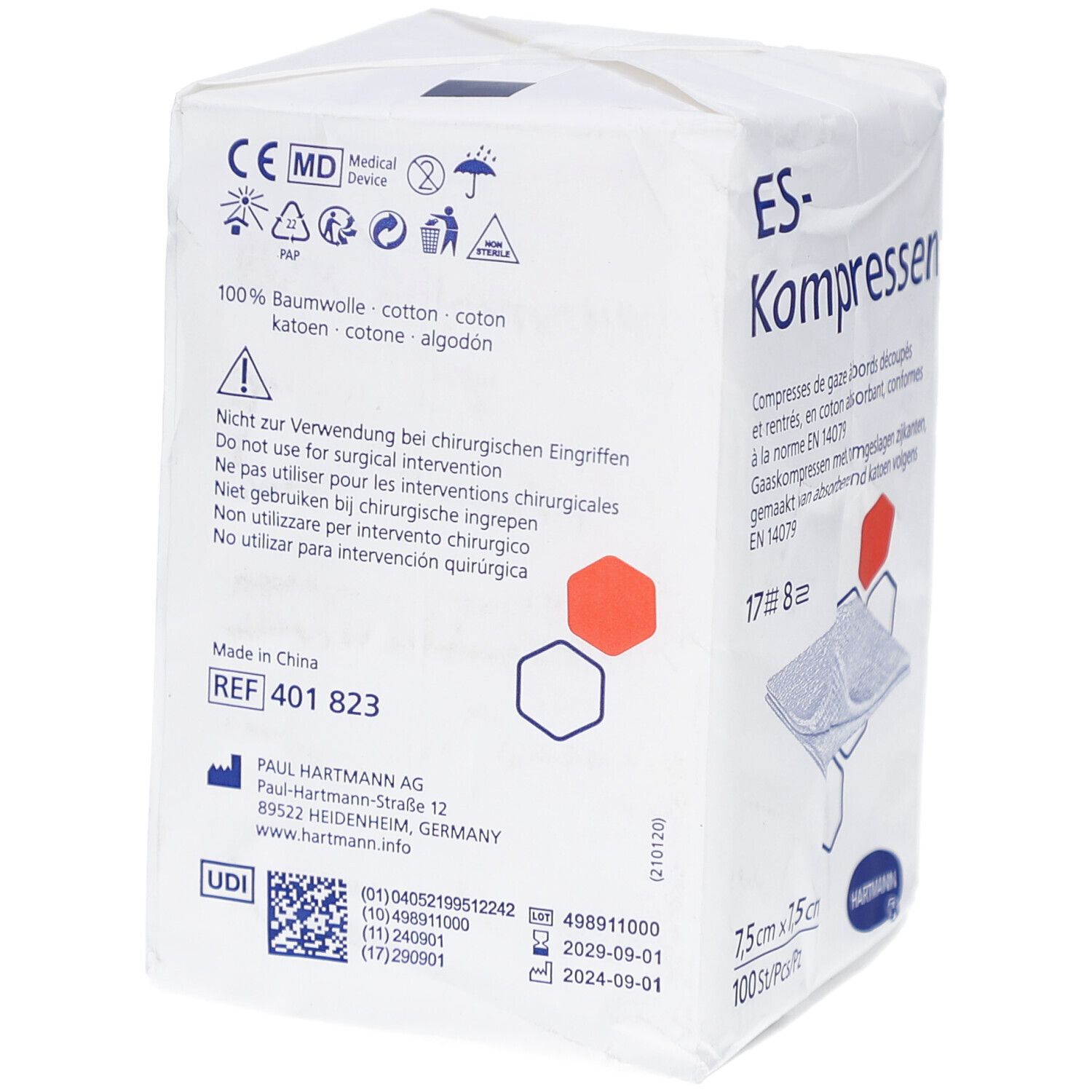 HARTMANN ES-Kompressen 7,5 x 7,5 cm, 12-fach steril