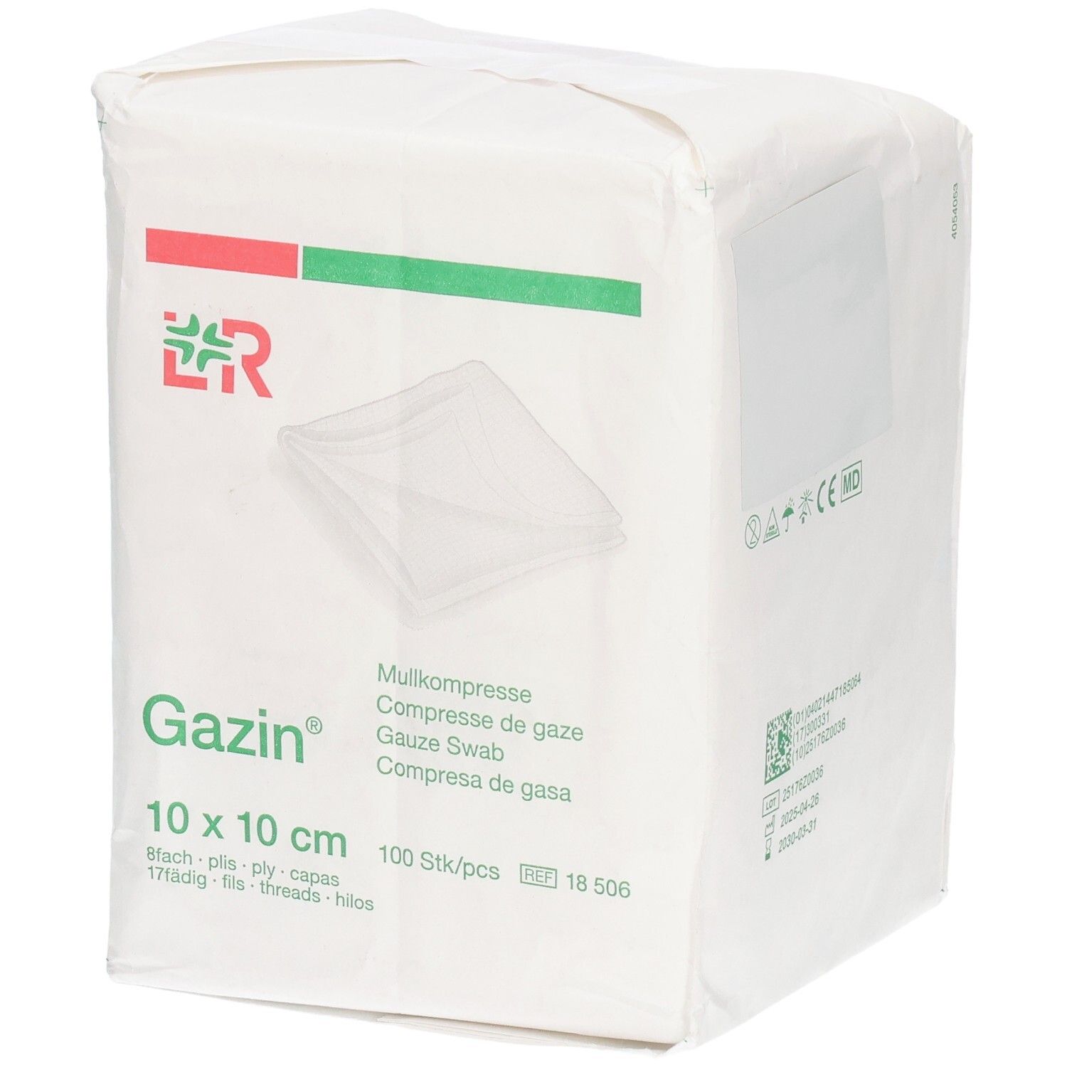 Gazin Mullkomp.10x10 cm unsteril 8fach Op 100 St Kompressen