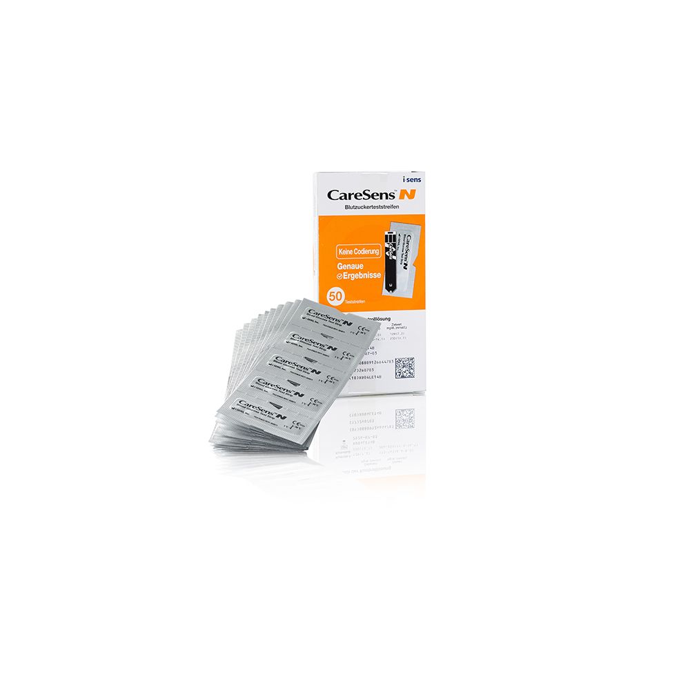 CareSens N Teststreifen, 50 einzeln verpackte Streifen.