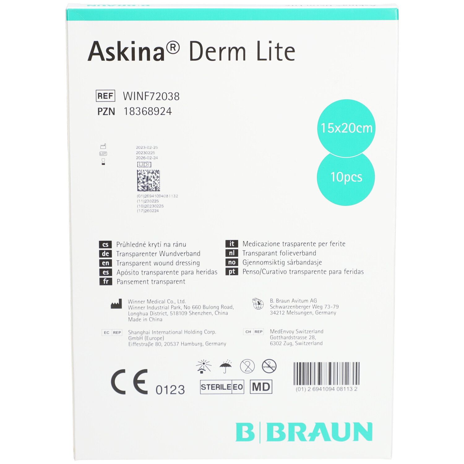 Askina Derm Lite Transparentverb.15x20 cm steril 10 St Verband