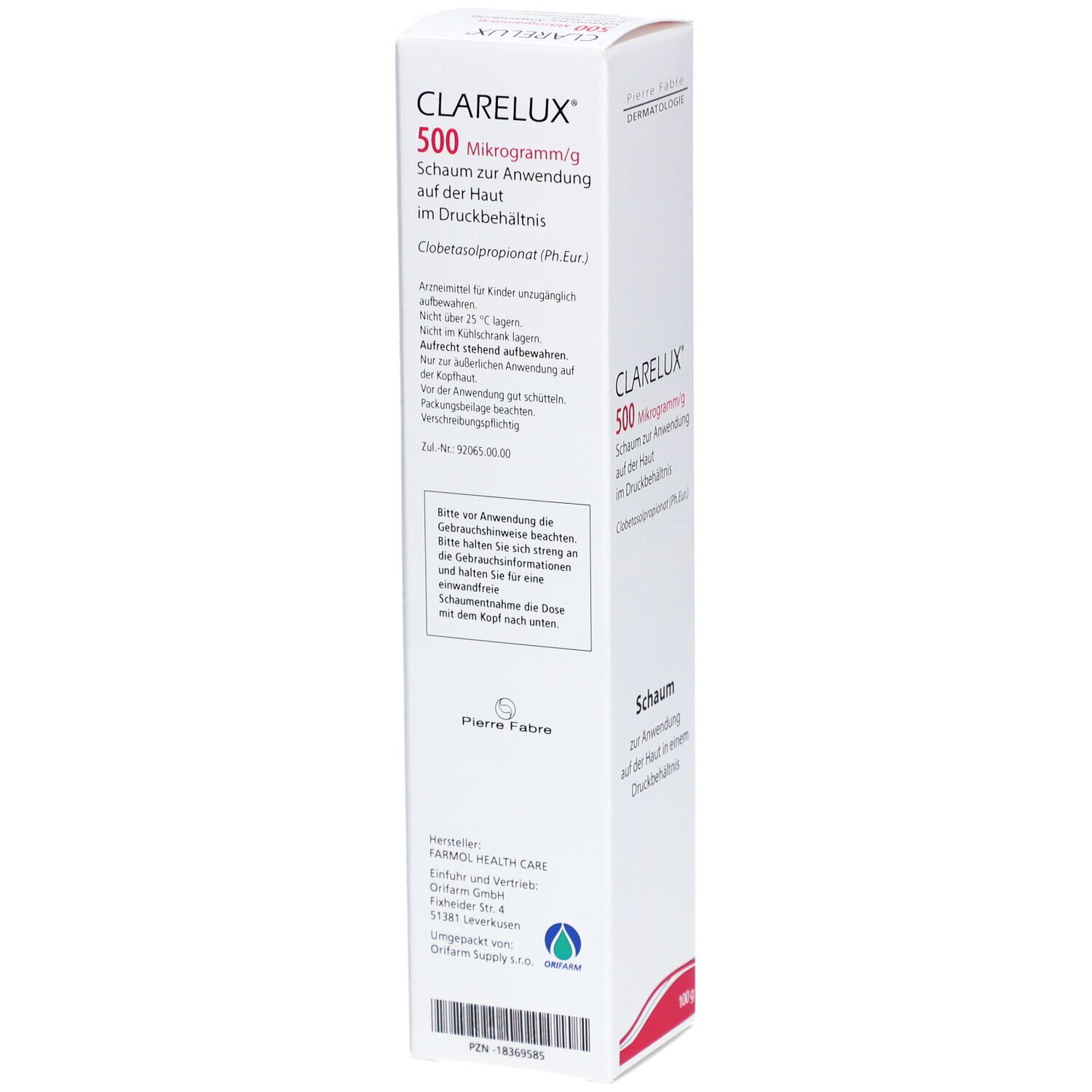 CLARELUX 500 µg/g Schaum z.Anwendung a.d.Haut