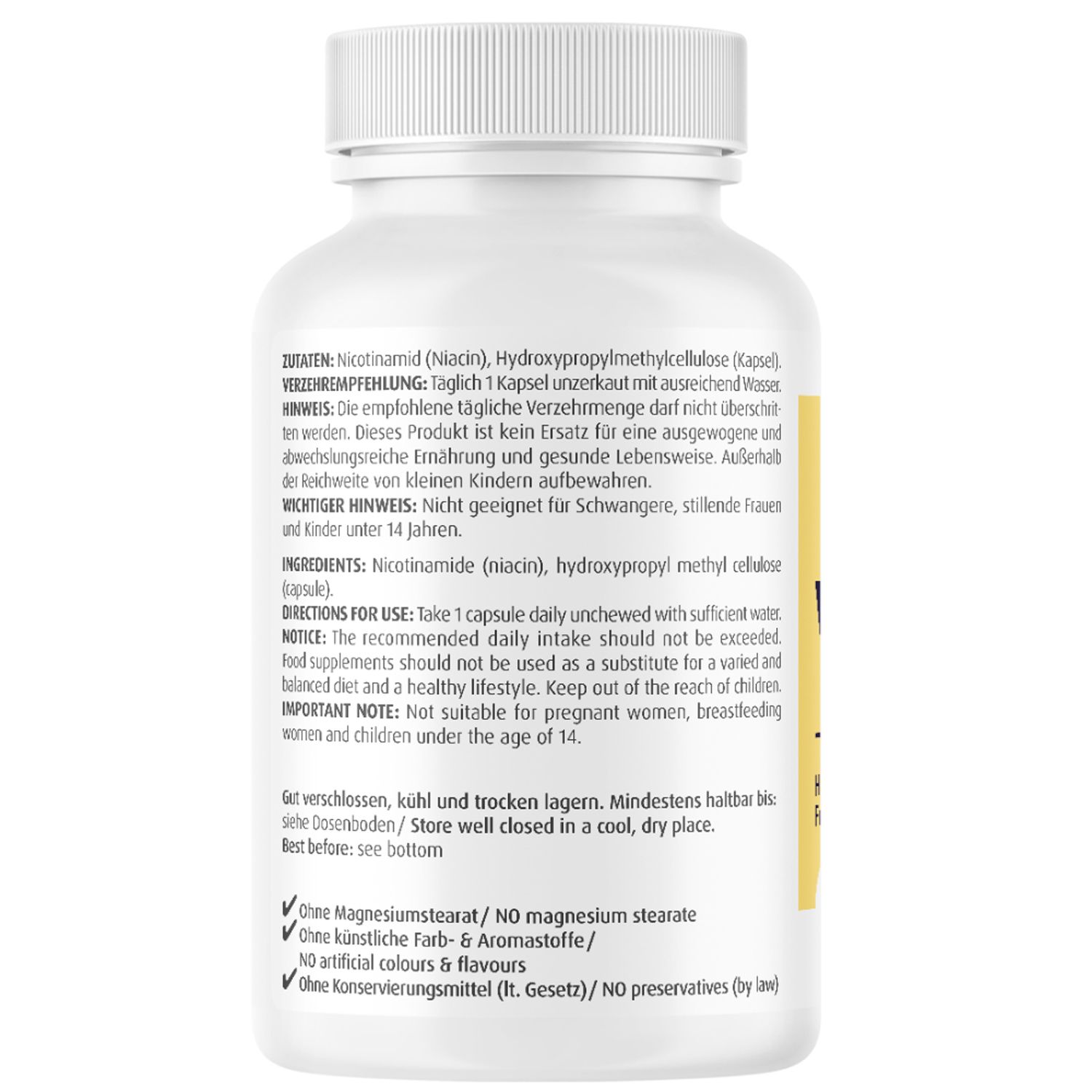 Vitamin B3 Forte Niacin 500 mg Kapseln