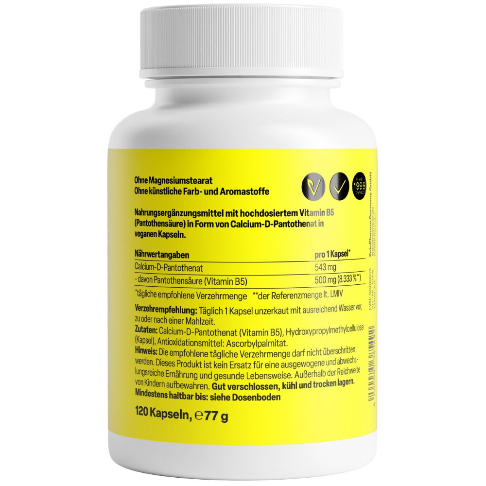 Vitamin B5 Pantothensäure 500 mg Kapseln