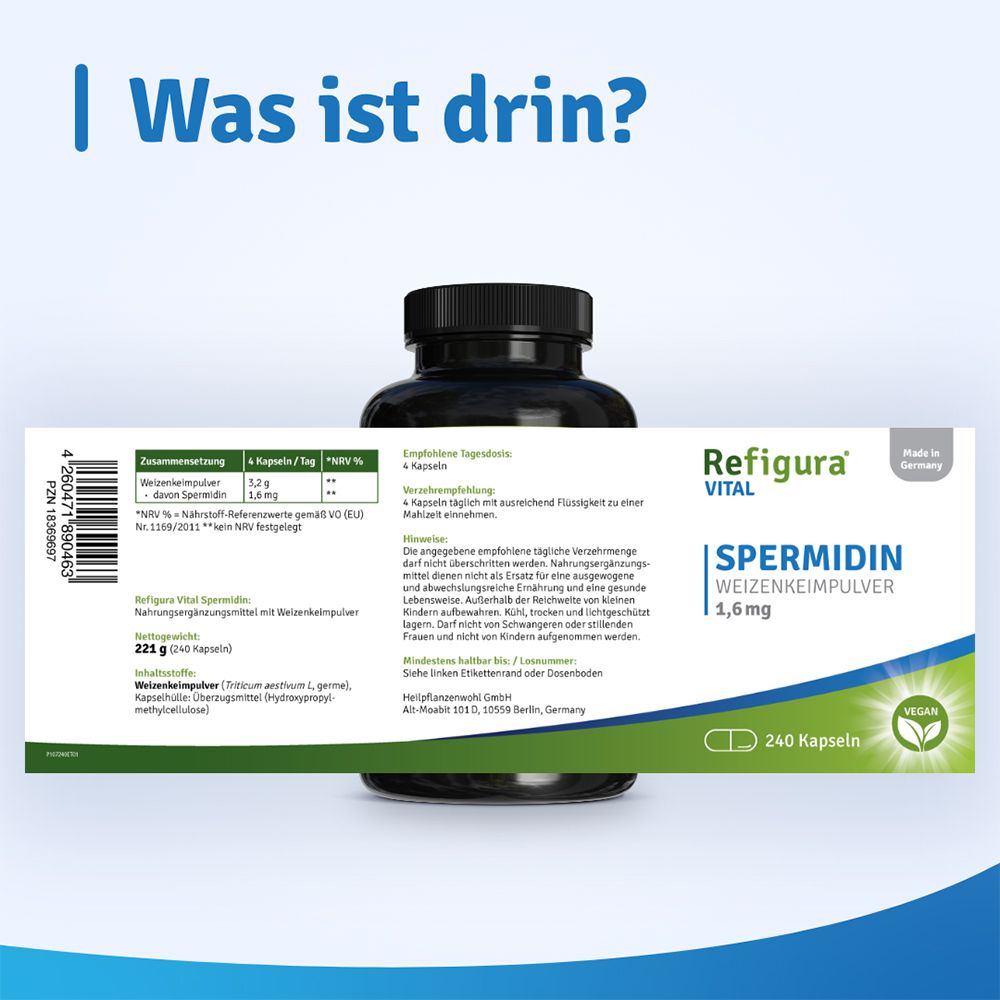 REFIGURA® Spermidin 1,6mg hochdosiert vegan zum Fasten