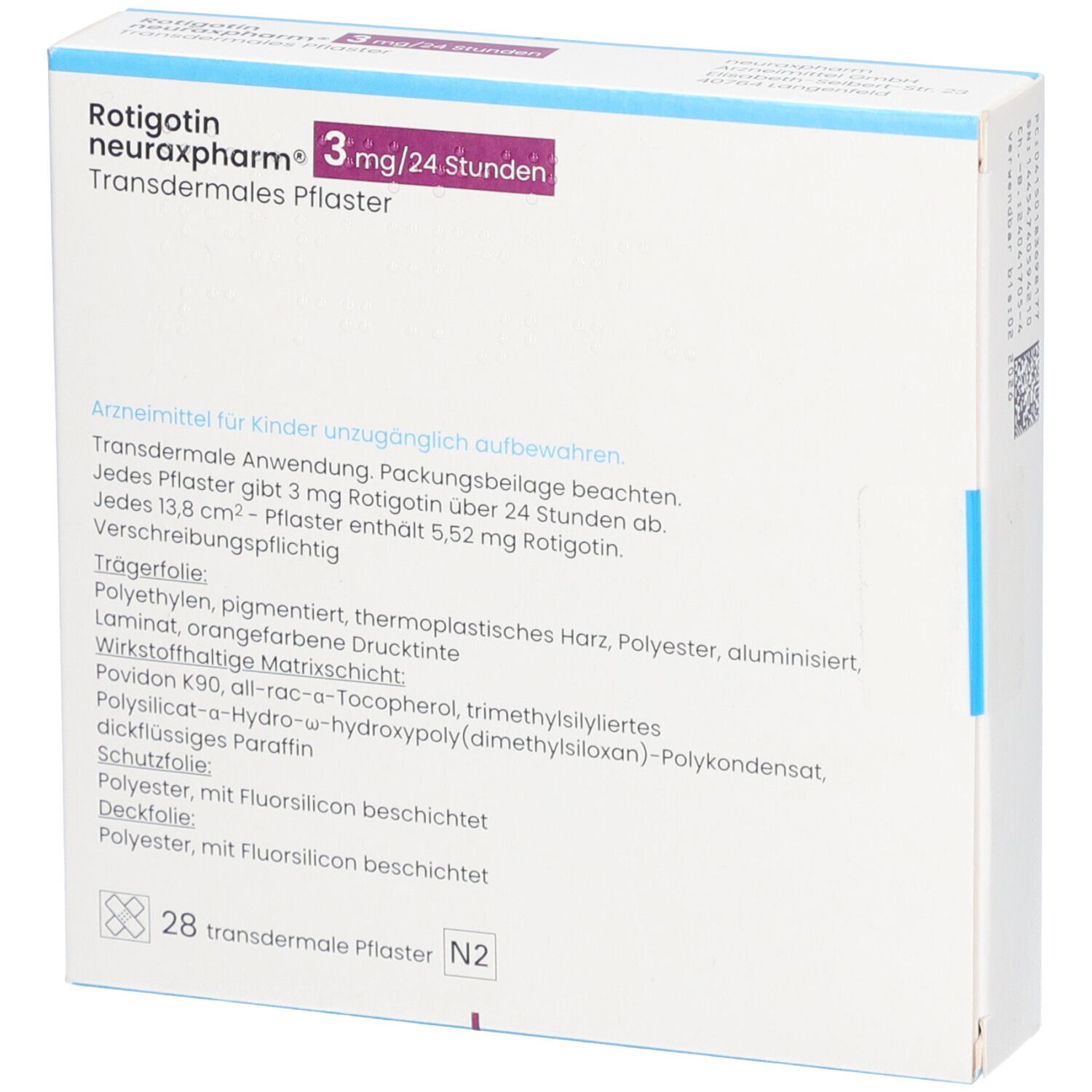 ROTIGOTIN neuraxpharm 3 mg/24 h transderm.Pflaster