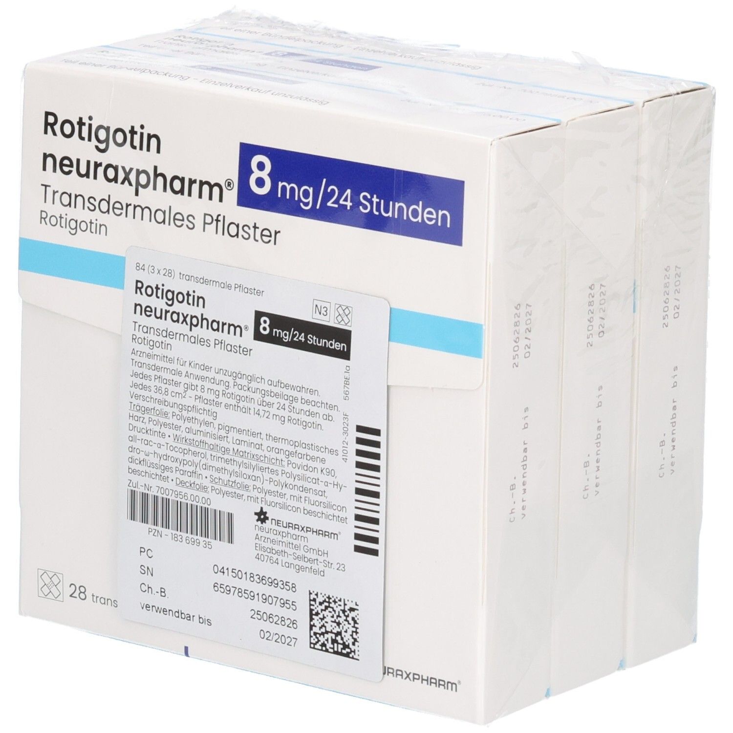 ROTIGOTIN neuraxpharm 8 mg/24 h transderm.Pflaster
