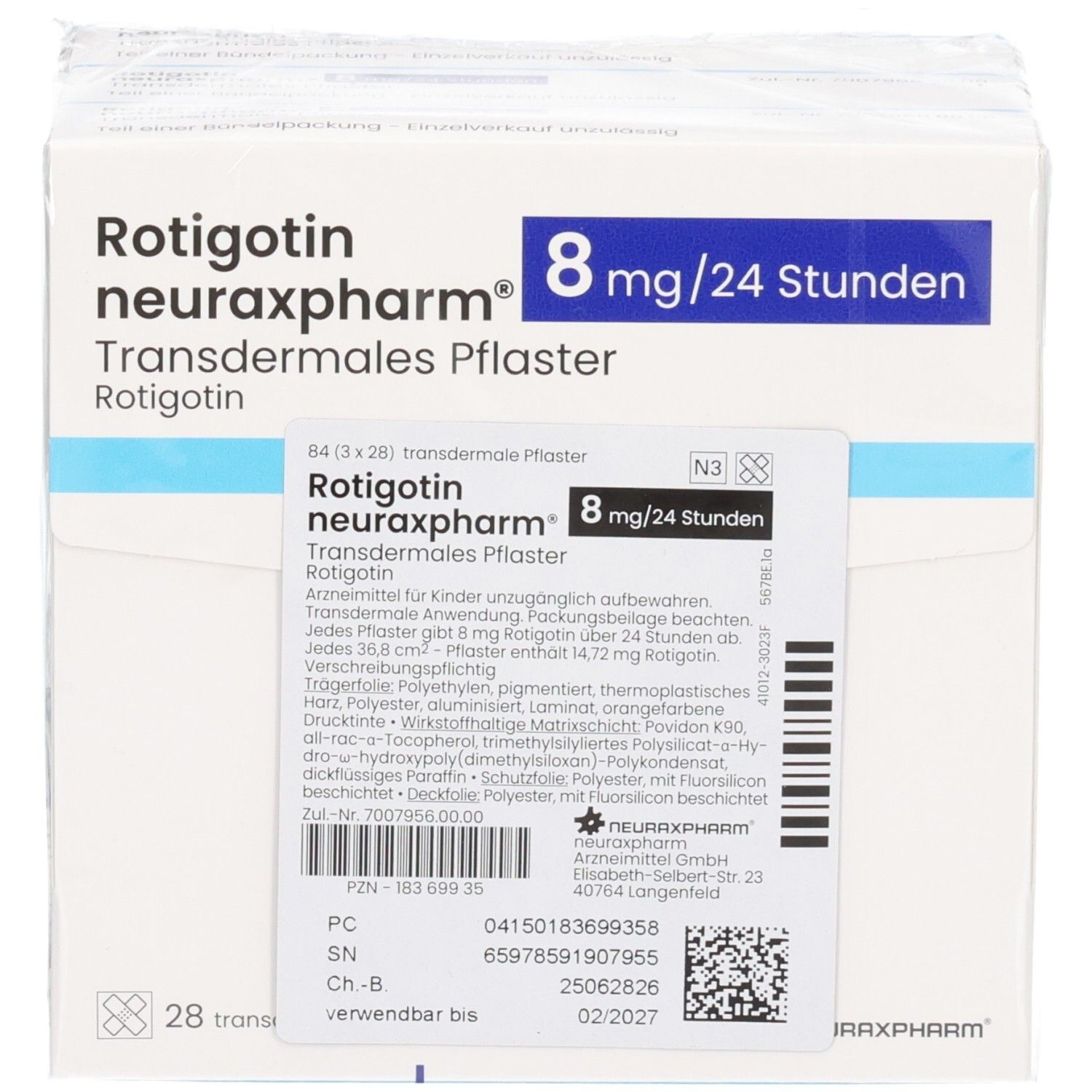 ROTIGOTIN neuraxpharm 8 mg/24 h transderm.Pflaster