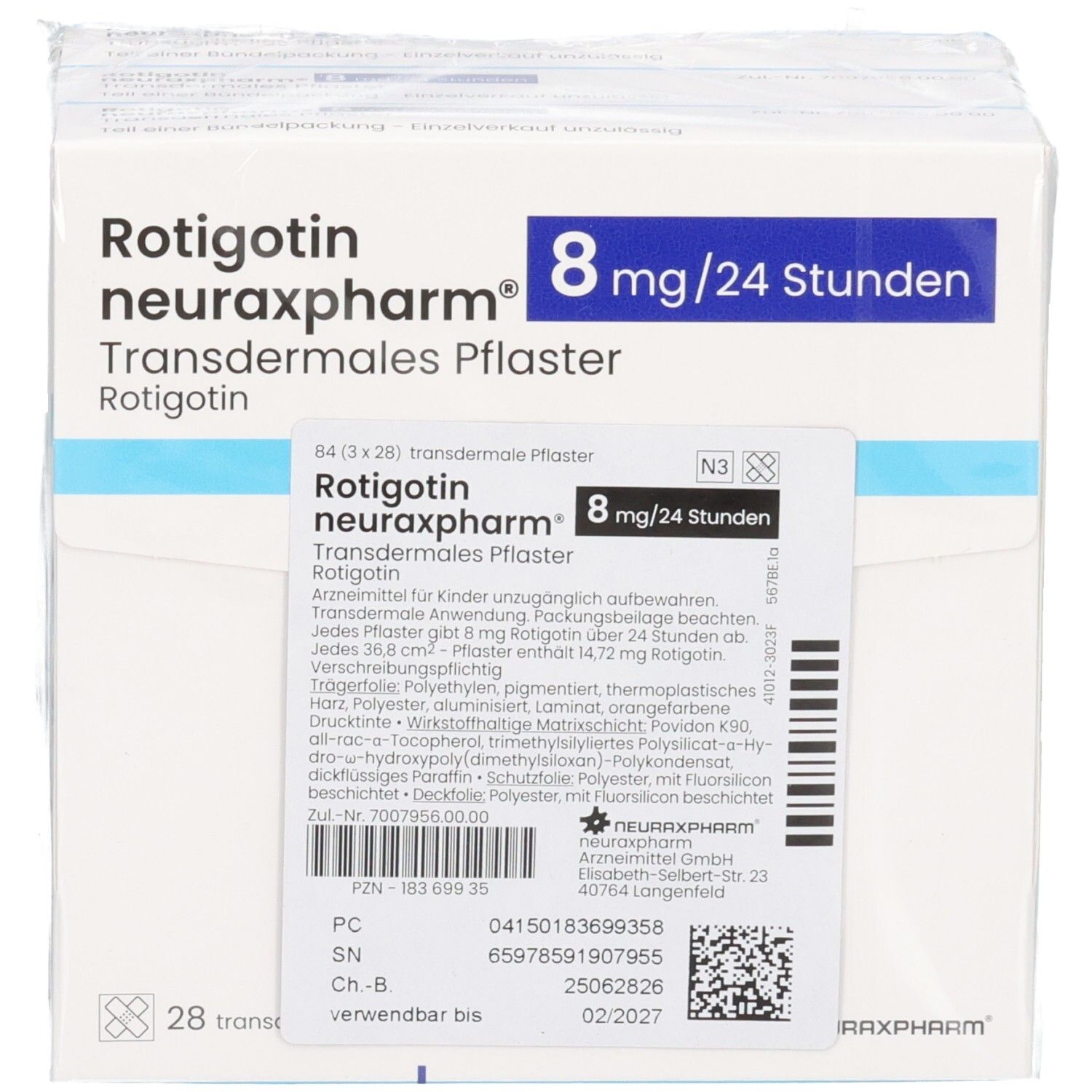 ROTIGOTIN neuraxpharm 8 mg/24 h transderm.Pflaster