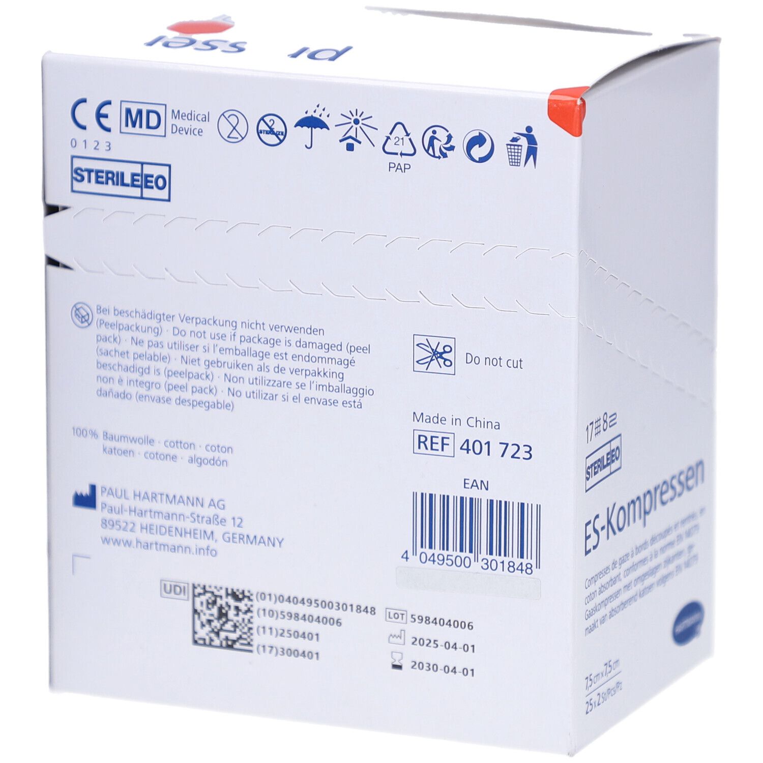 HARTMANN ES-Kompressen steril 7,5 x 7,5 cm