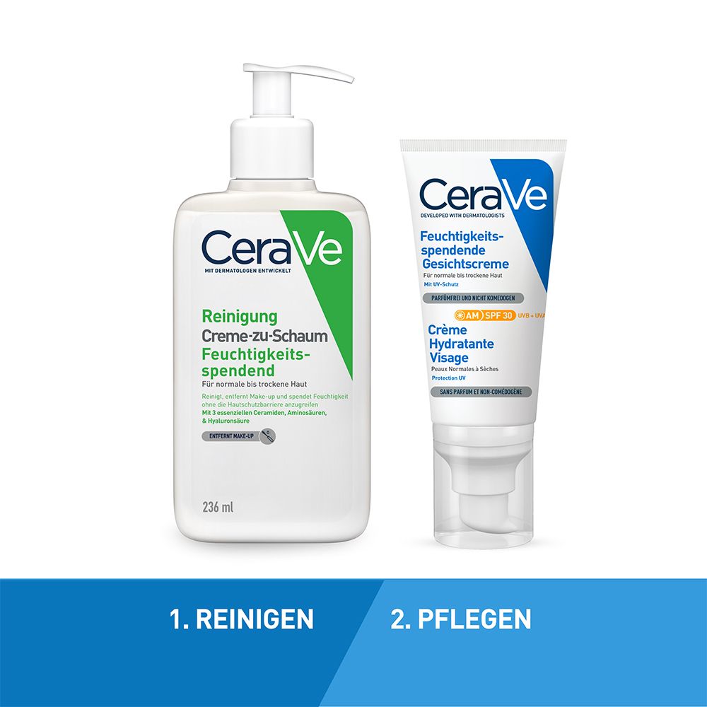CeraVe Feuchtigkeitsspendende Gesichtscreme mit LSF 30 – für normale bis trockene Haut